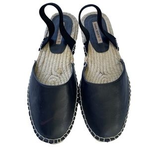 Zara Basic Black Faux Leather Slingback Espadrille Flats Women’s 40